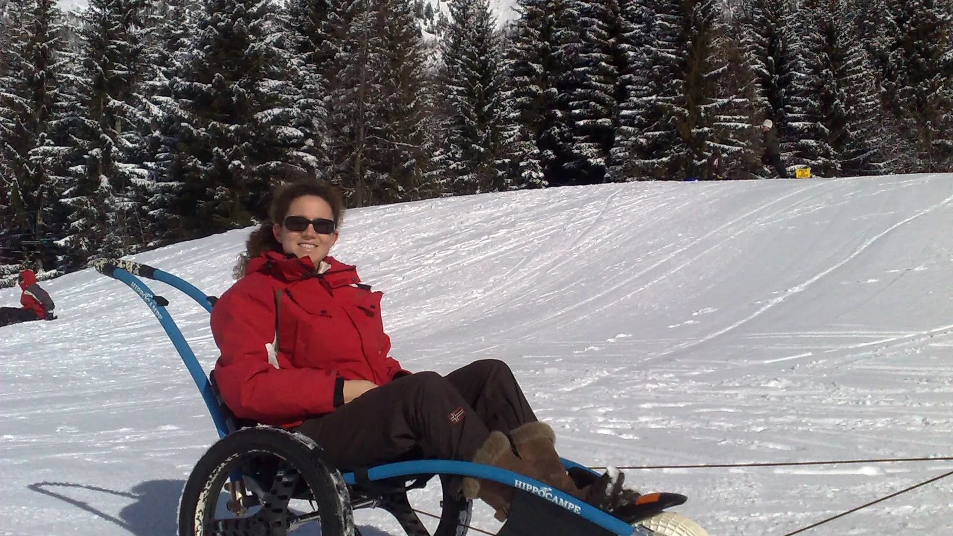 Personne sur un hippocampe sur la neige