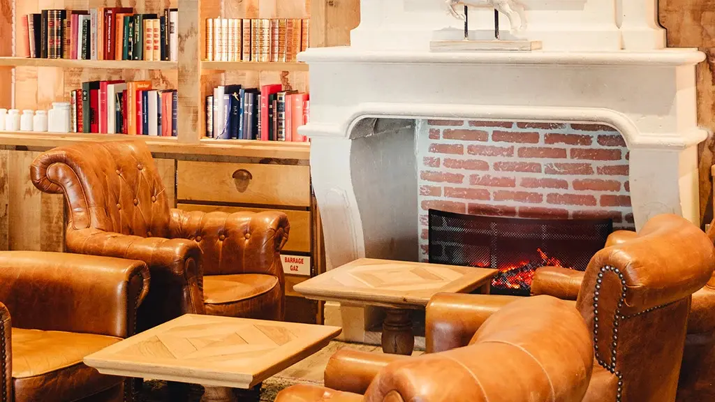 Interior with fireplace