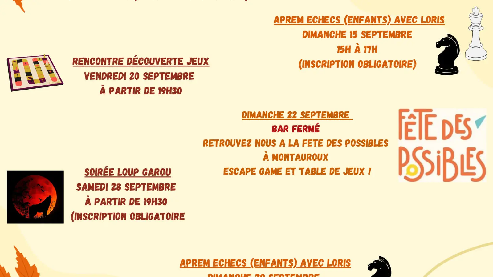 Programme de Septembre