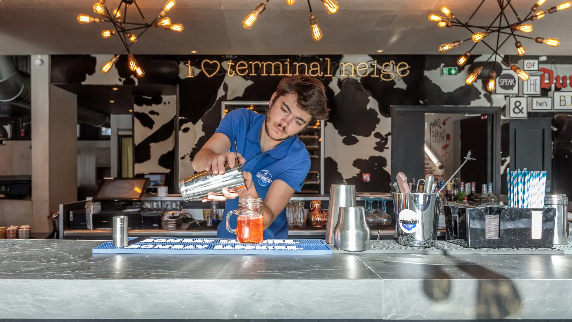 The bar at the Friendly Kitchen restaurant