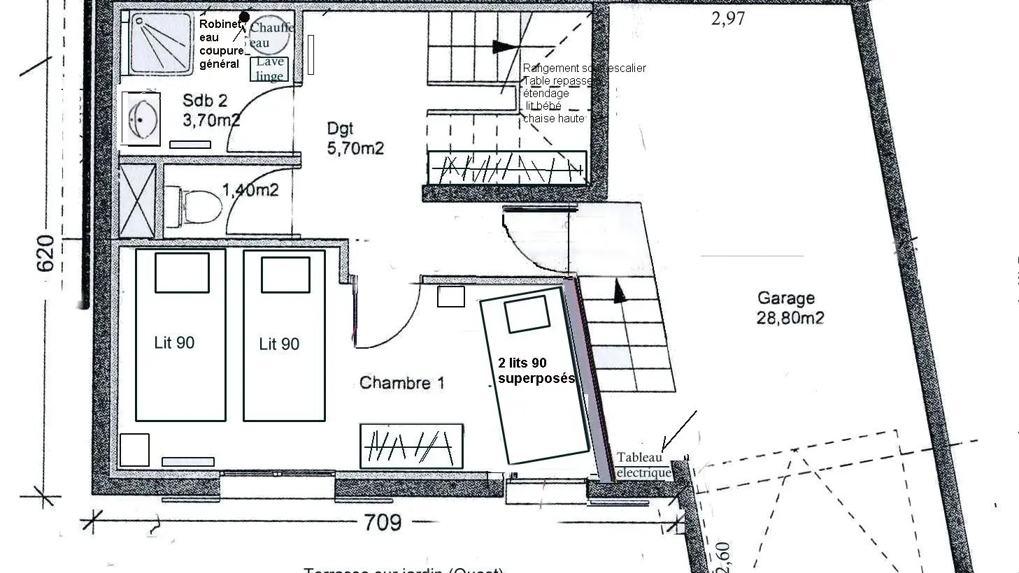 Plan niveau 0 - Chalet Le Belvédère des Audes SAINT-ANDRÉ-D'EMBRUN