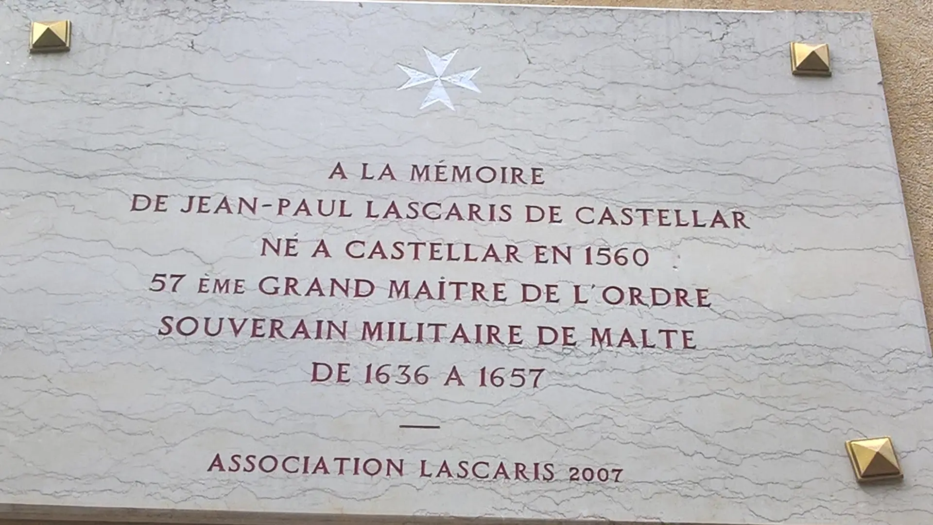 Plaque commémorative JP Lascaris