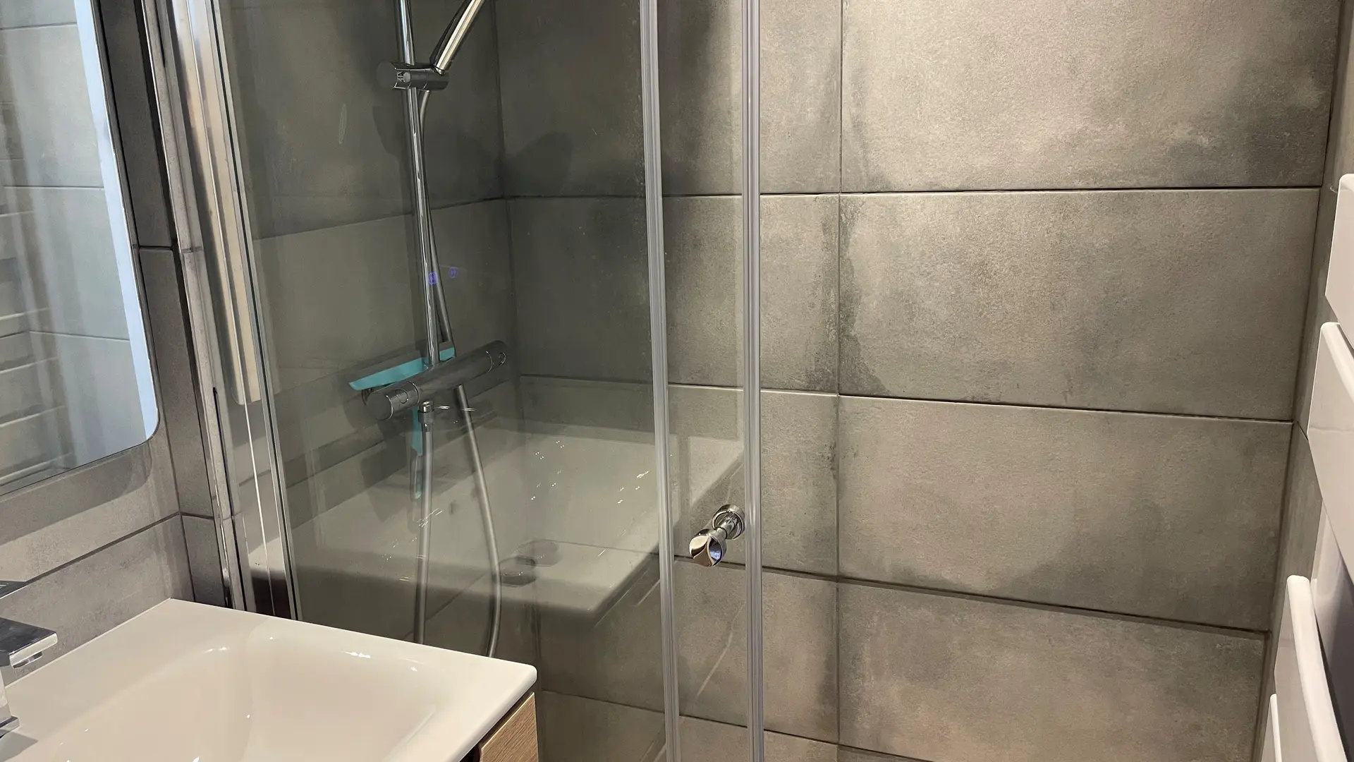 Salle de bains avec grande douche