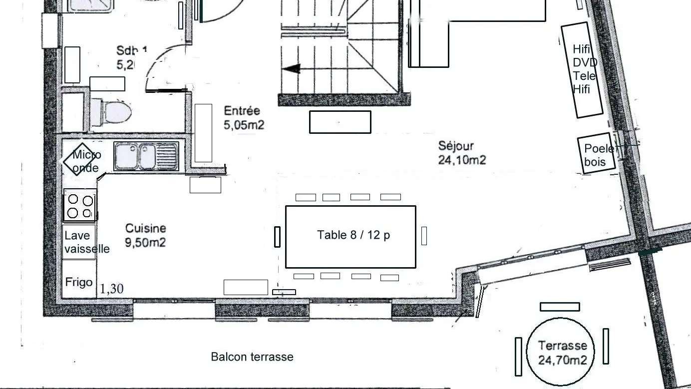 Plan niveau 1 - Chalet Le Belvédère des Audes SAINT-ANDRÉ-D'EMBRUN
