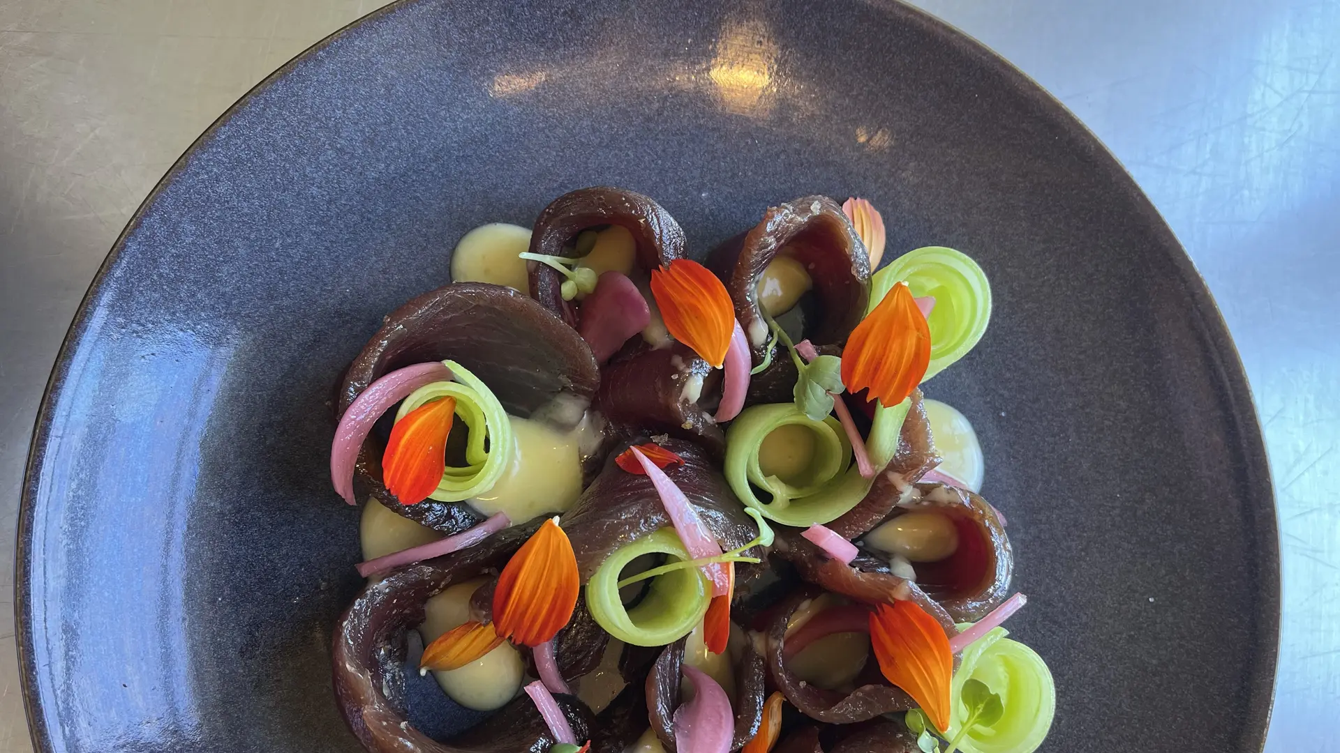 Gravlax de boeud au restaurant La Fontaine