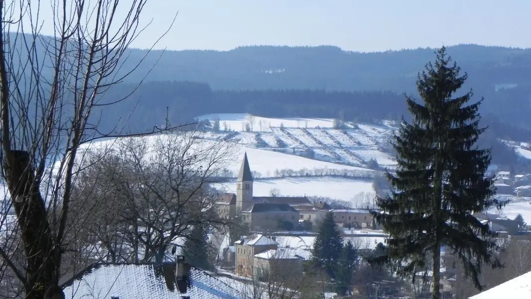 Le village de Belleroche sous la neige