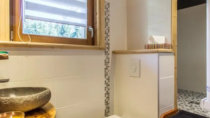 Salle d'eau avec accès à la grande douche italienne par 3 marches