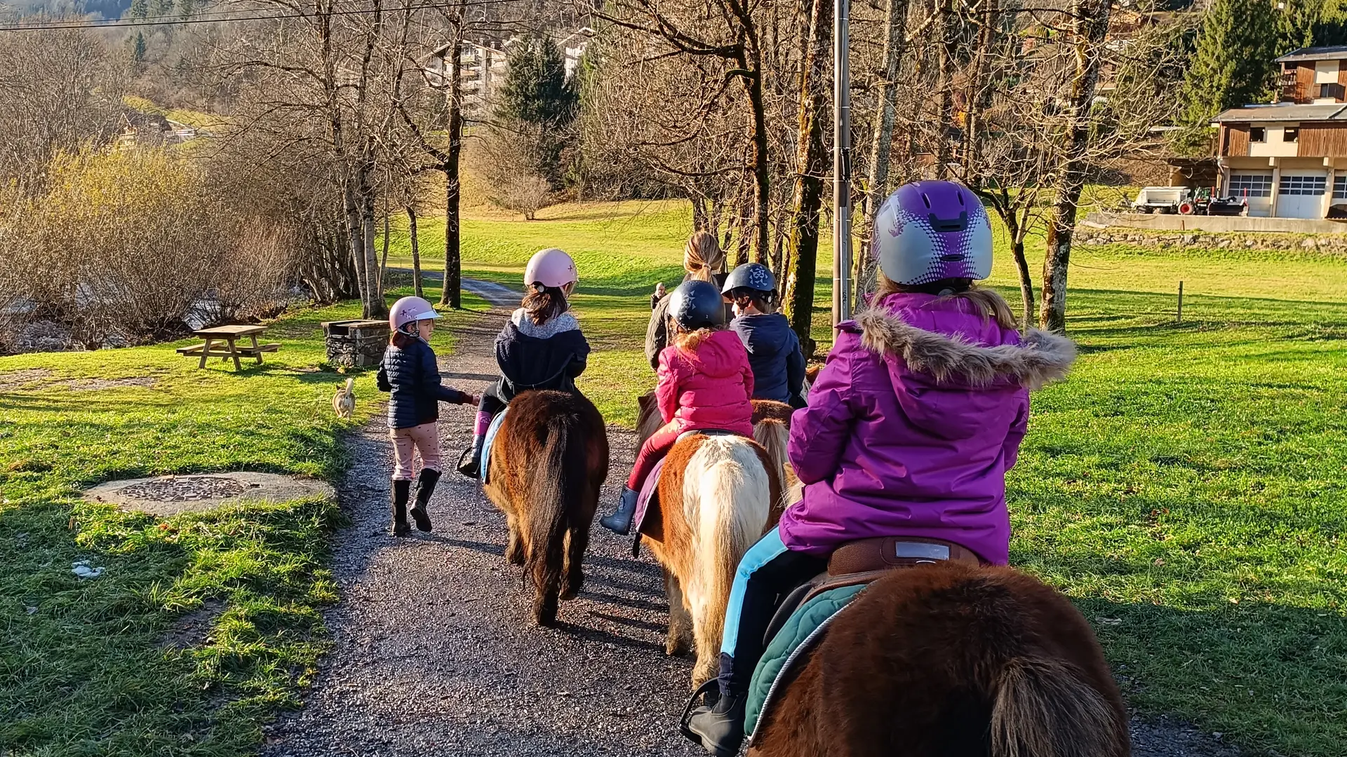groupe d'enfant à poney
