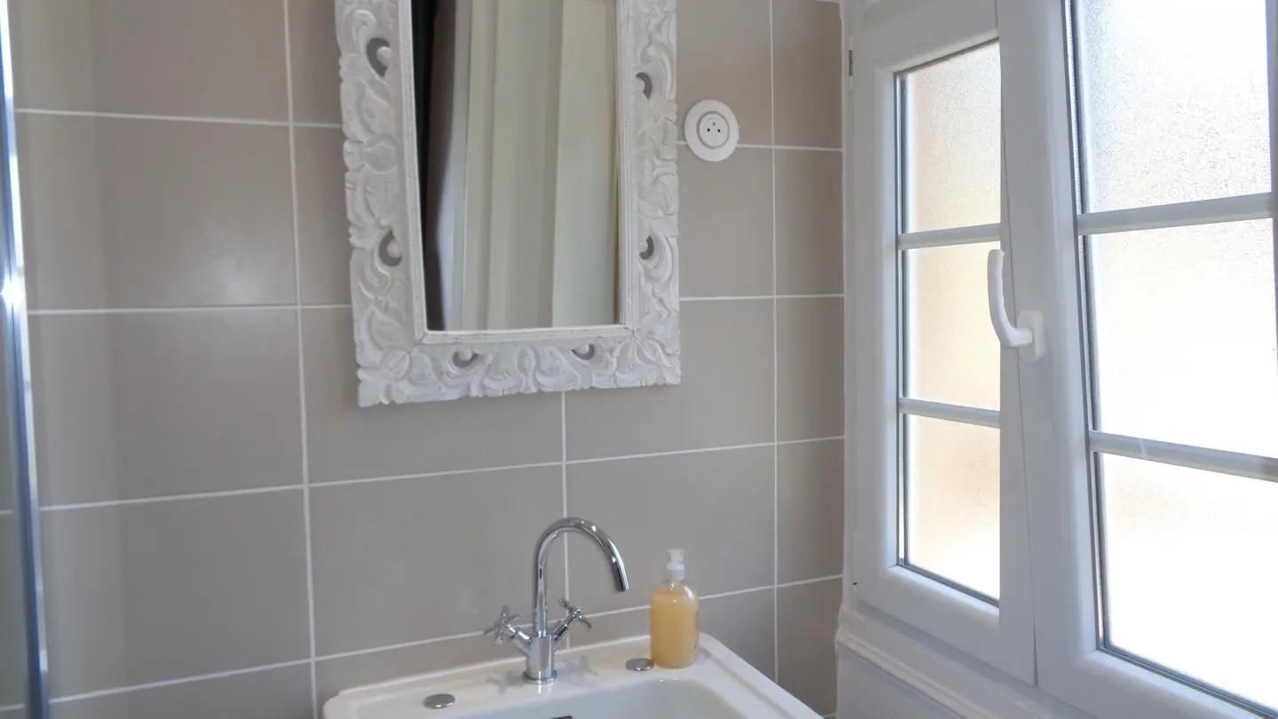 Chambre Jaïpur : salle d'eau attenante et privative (WC sur le pallier).