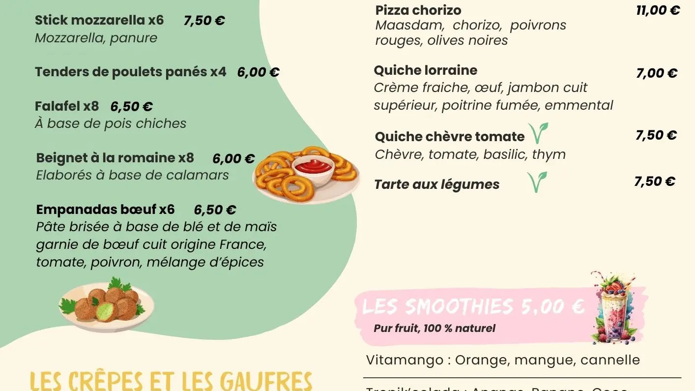 Carte du snack de la Maison des Loups