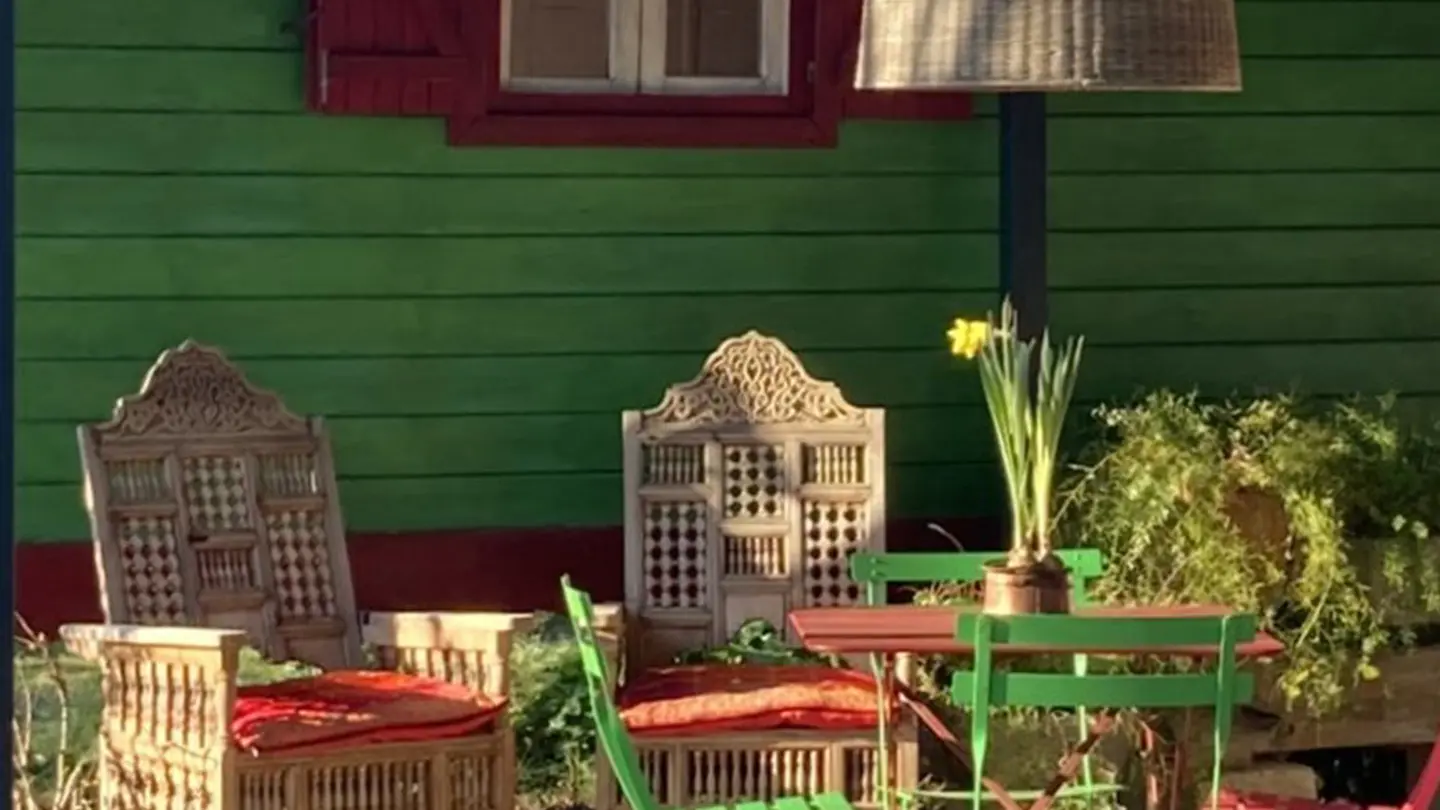 Terrasse ombragée de la location