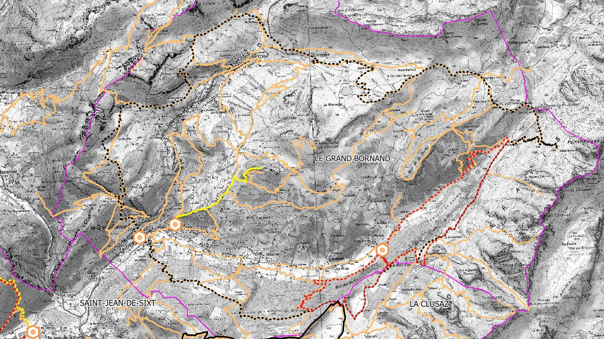carte des itinéraires - Le Grand-Bornand