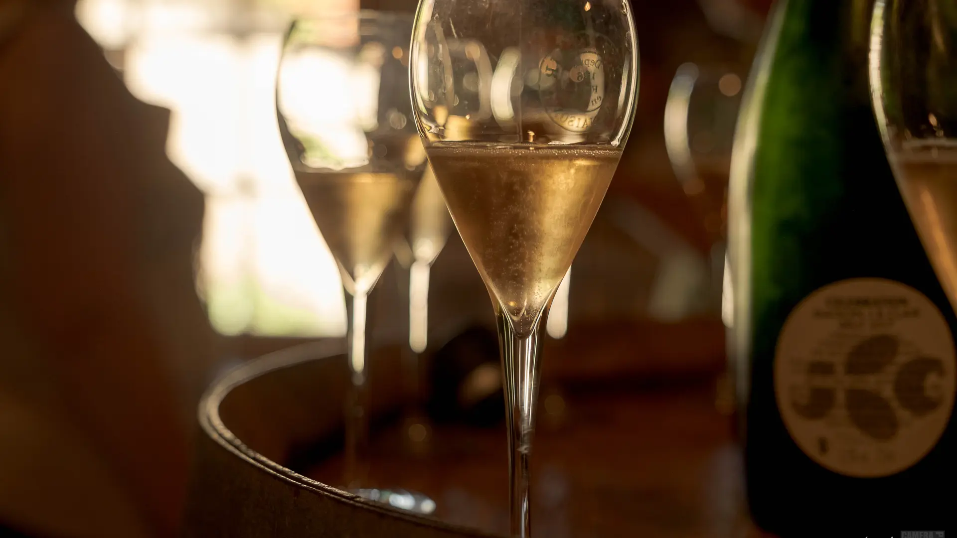 verre et bouteille en dégustation