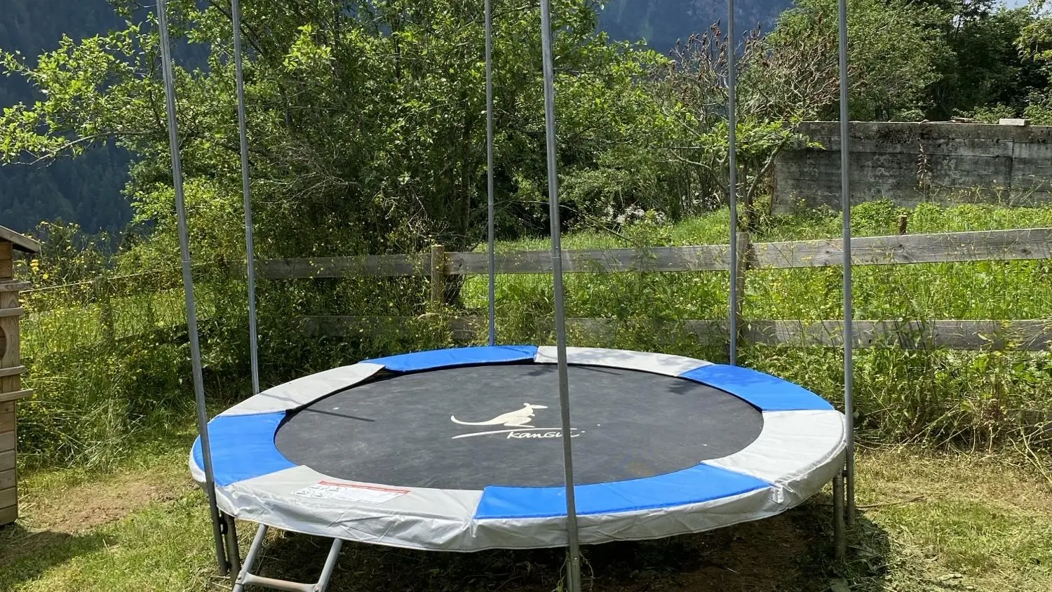 Tramploline dans le jardin