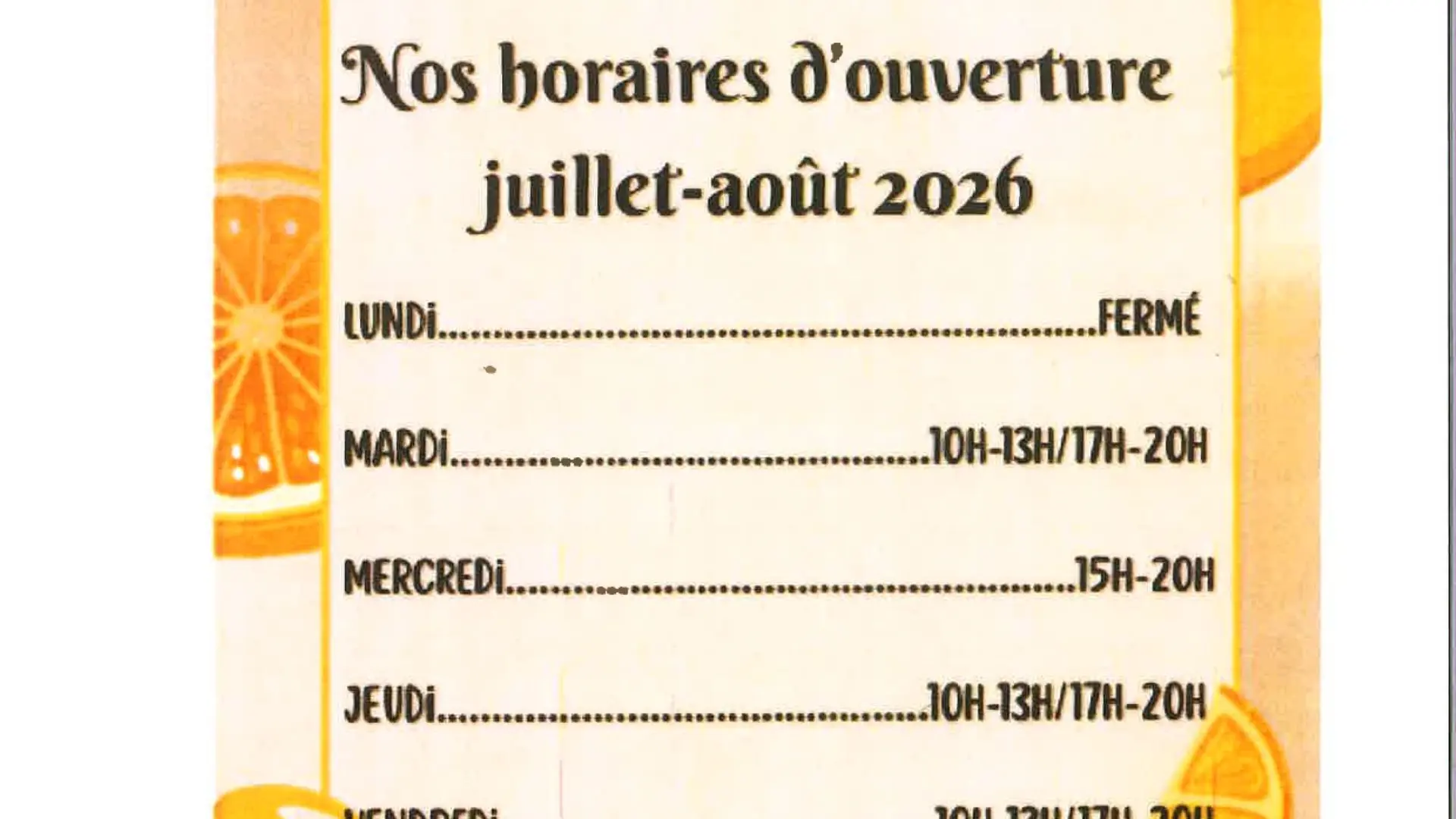 horaires d'été