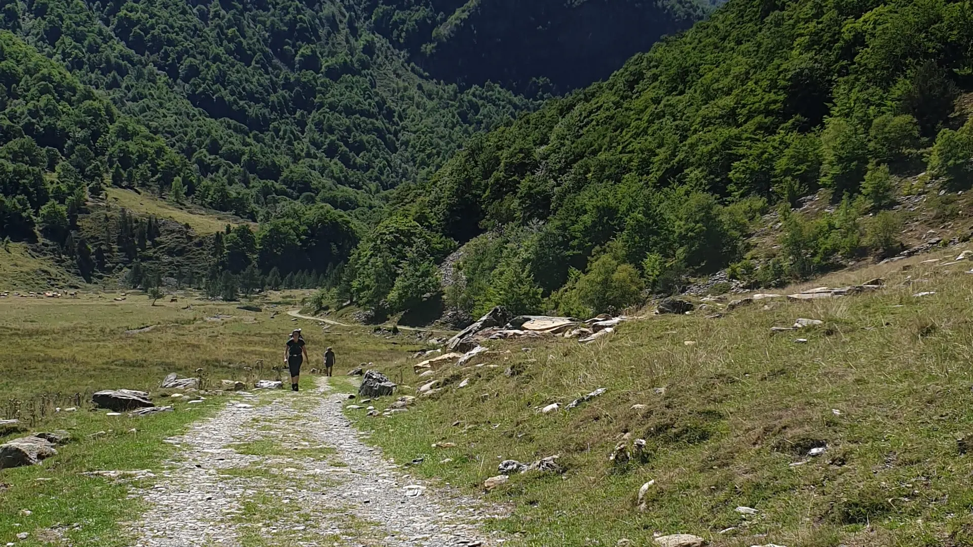 Randonneurs dans la vallée d'Orlu