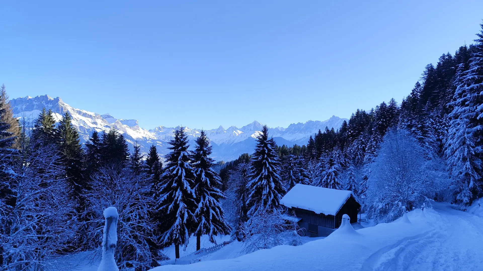 Vue depuis le sentier à la descente