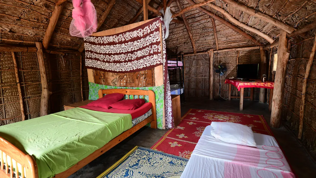 Thatched hut interior