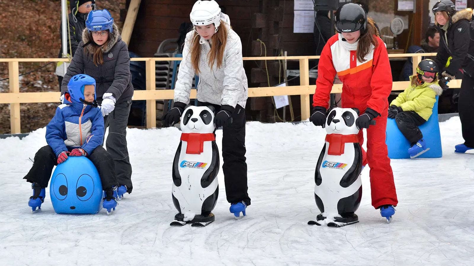 Animaux glisseurs à disposition sur la patinoir d'Abondance