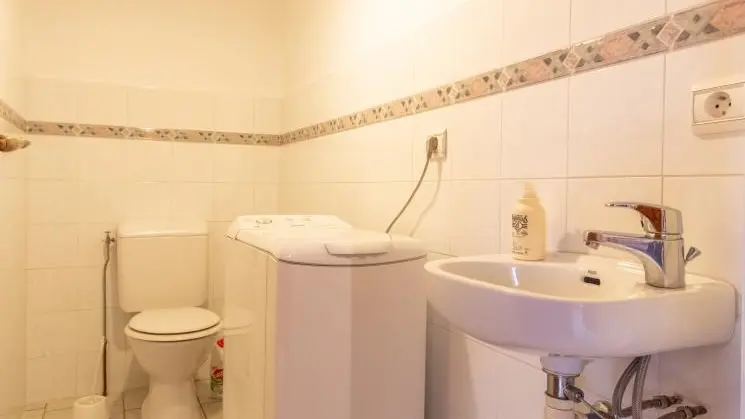 WC avec lave-mains et machine à laver au rez-de-chaussée