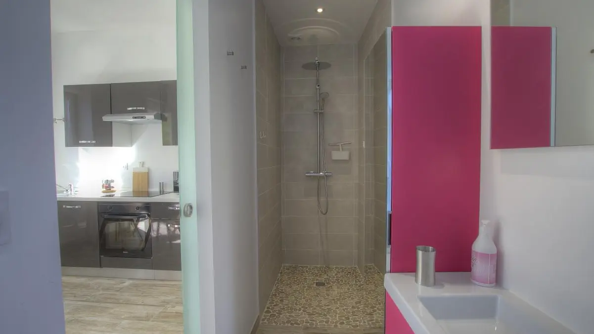 Salle d'eau avec douche à l'italienne.