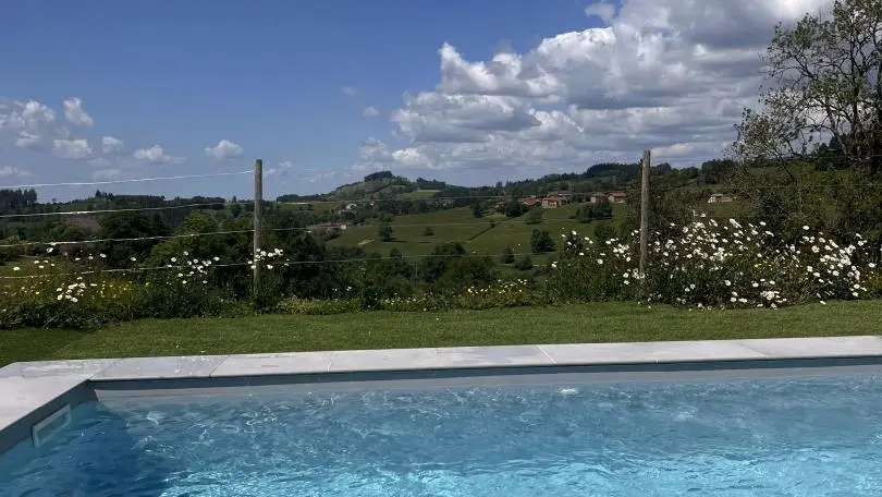 Piscine commune gite de Noailly et gite de Chloé. 6x4 tempérée en saison estivale.