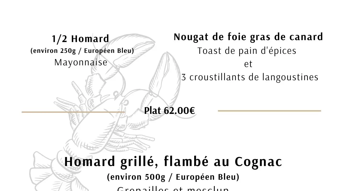 Lobster Menu