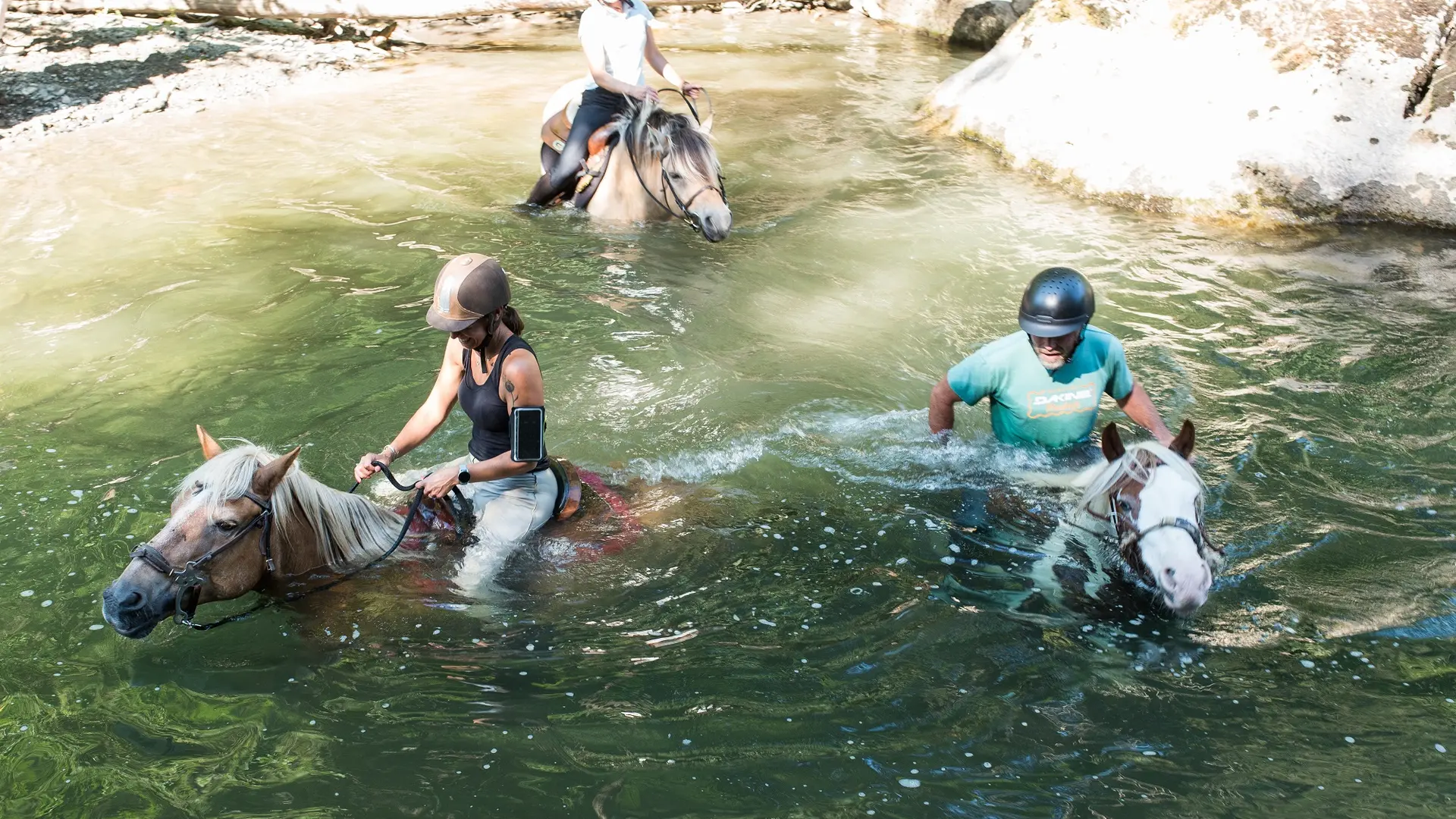 Horse riding with swimming