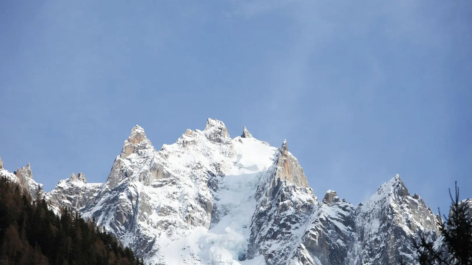 Aiguilles de Chamonix, photographie prise du balcon Sud du chalet