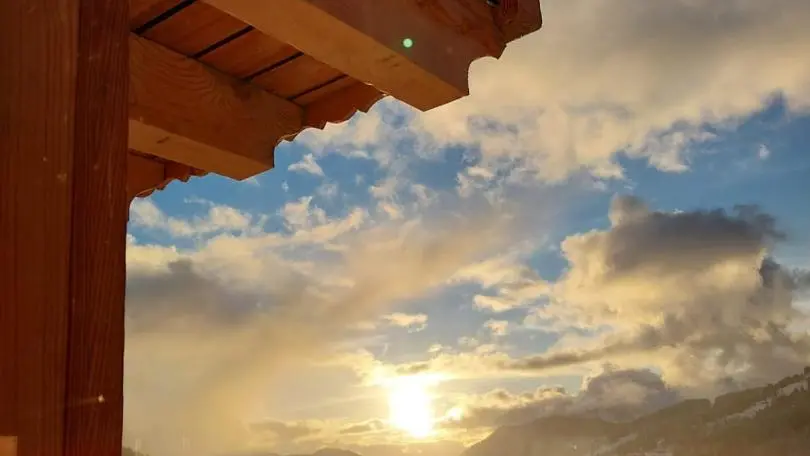 Vue du Coucher de soleil depuis entrée du chalet