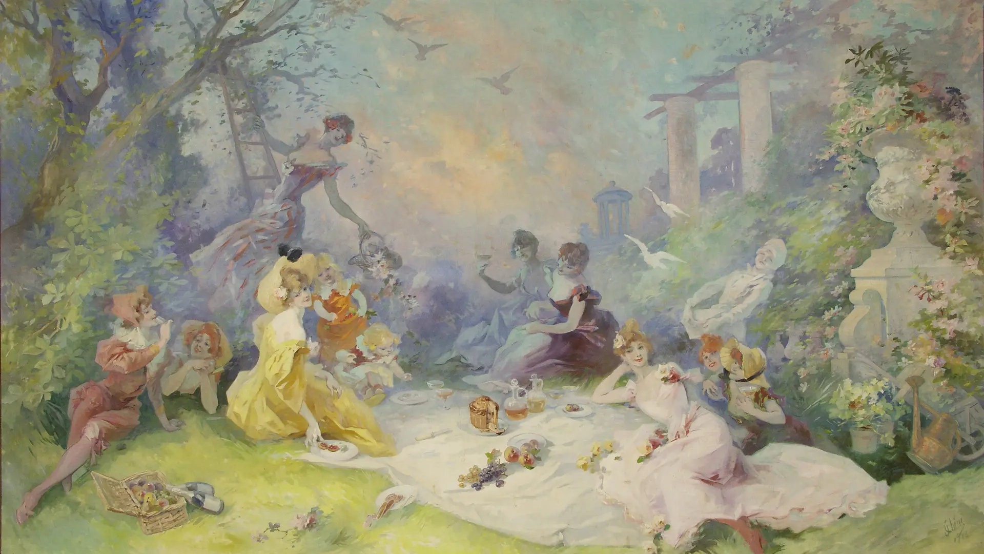 Jules Chéret, Le déjeuner sur l'herbe, 1904, huile sur toile. Musée des Beaux-Arts Jules Chéret