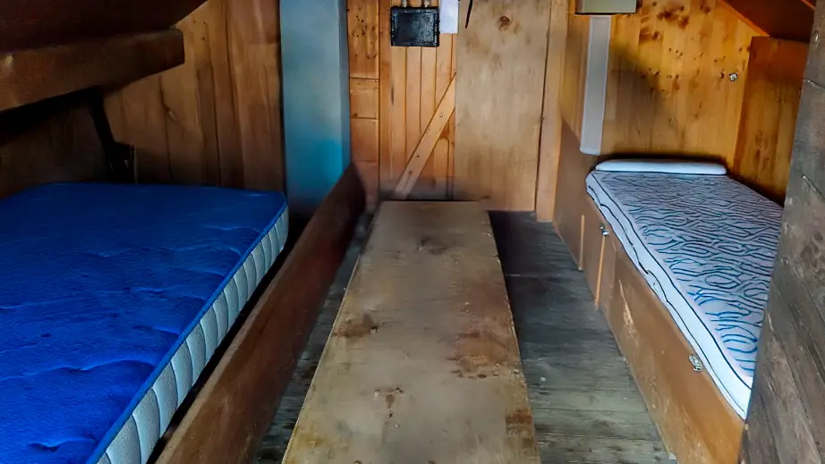 Interior of dormitory accessible in winter via ladder