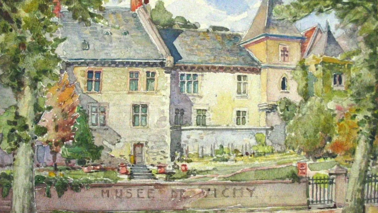Musée de Vichy, face au parc. Aquarelle, 1945 (Coll. Musée de Vichy)