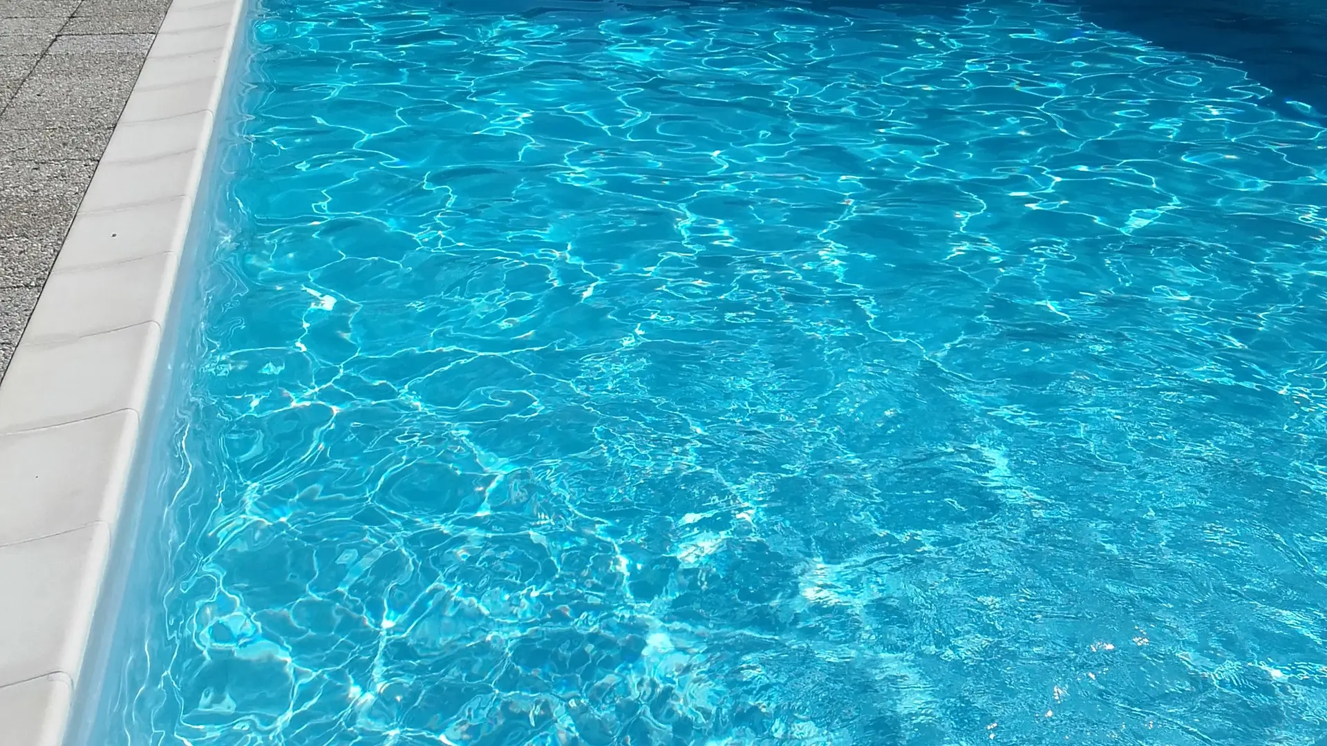 Située dans un cadre verdoyant, la piscine rectangulaire offre un espace de baignade paisible.