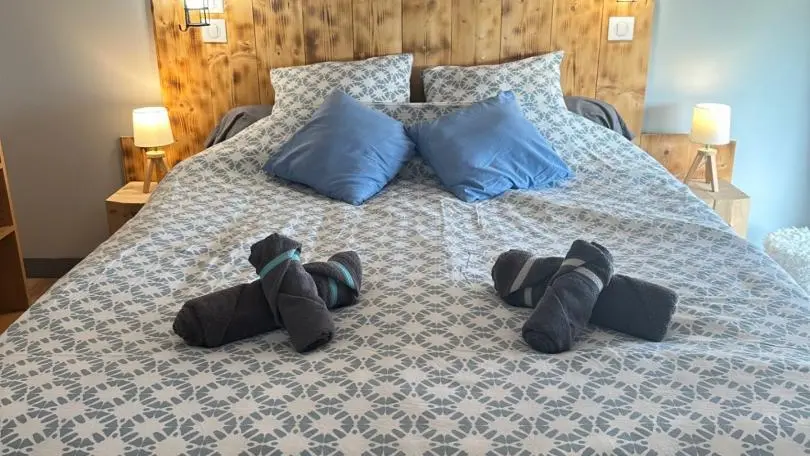 chambre bois avec 1 lit 160