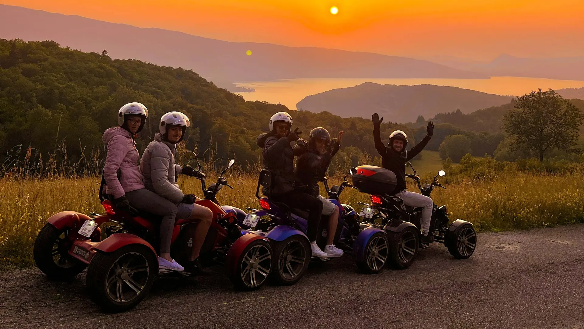 sortie quad coucher de soleil