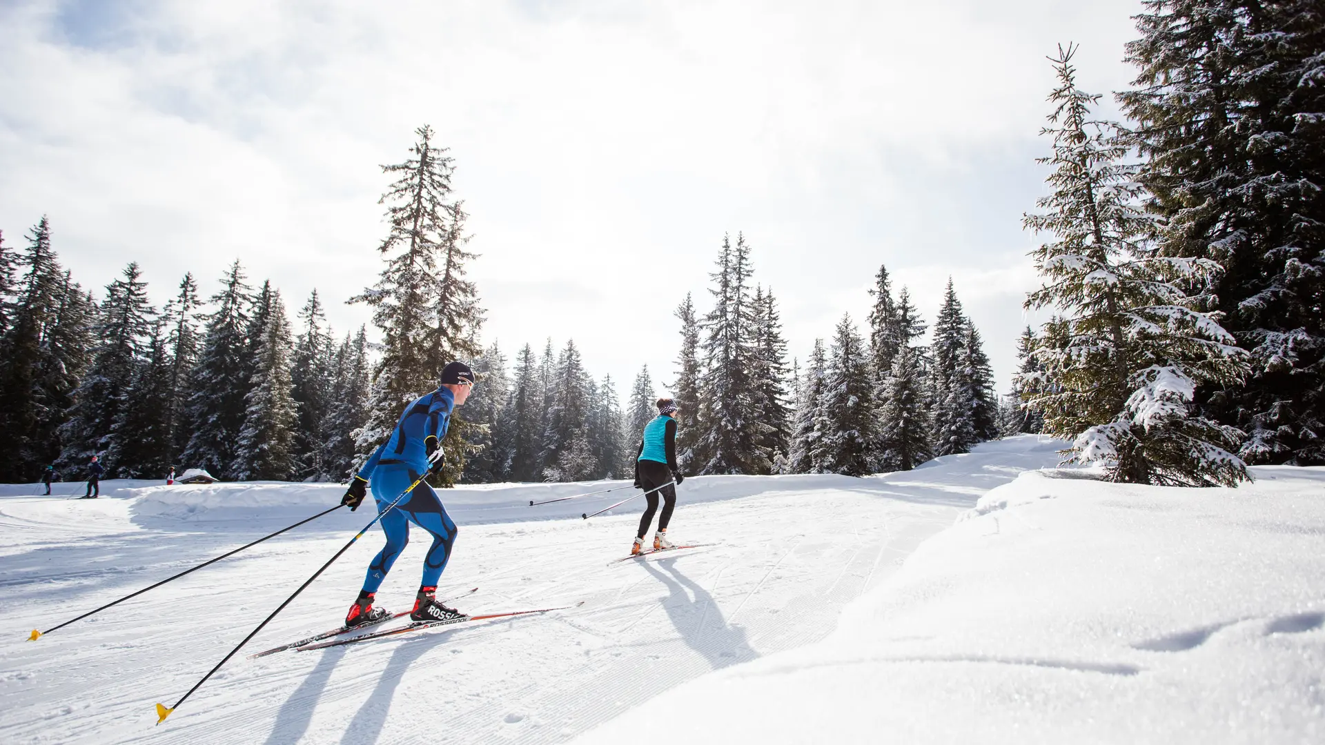 Piste de ski de fond tracée en skating