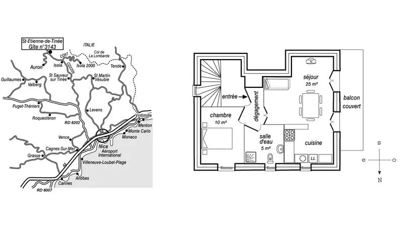 Gîte Chalet Serclet-Plan du gîte-Saint-Étienne-de-Tinée-Gîtes de France des Alpes-Maritimes