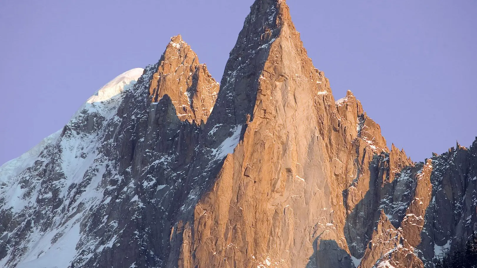 Les Drus sous le soleil, photographies prise du balcon Est du chalet