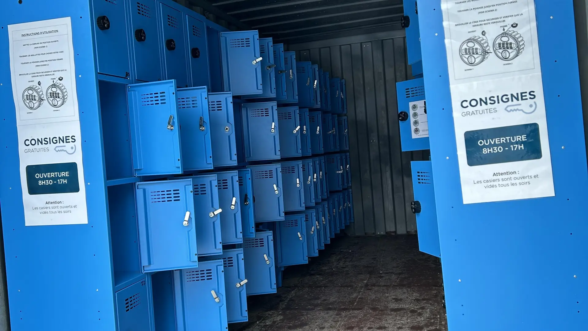 Vue des casiers