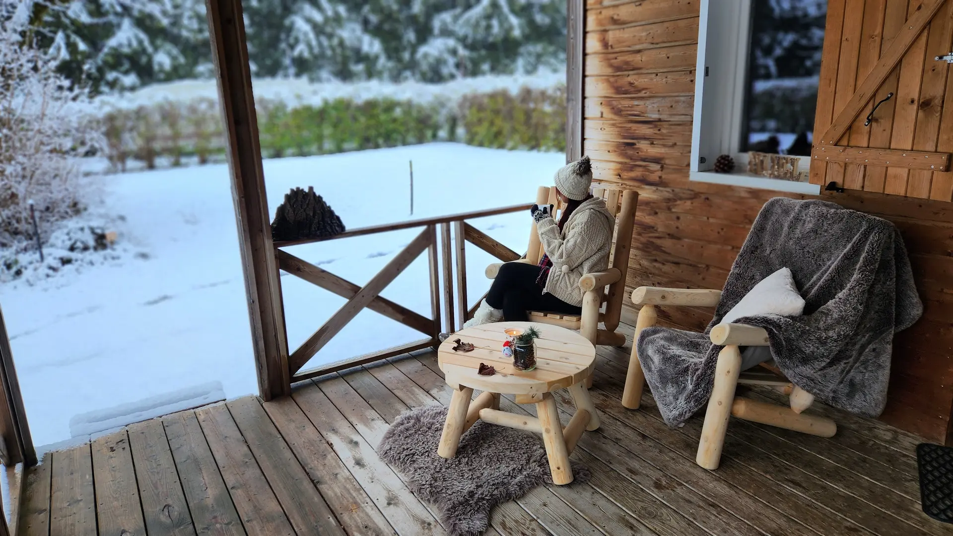 Terrasse chalet hiver