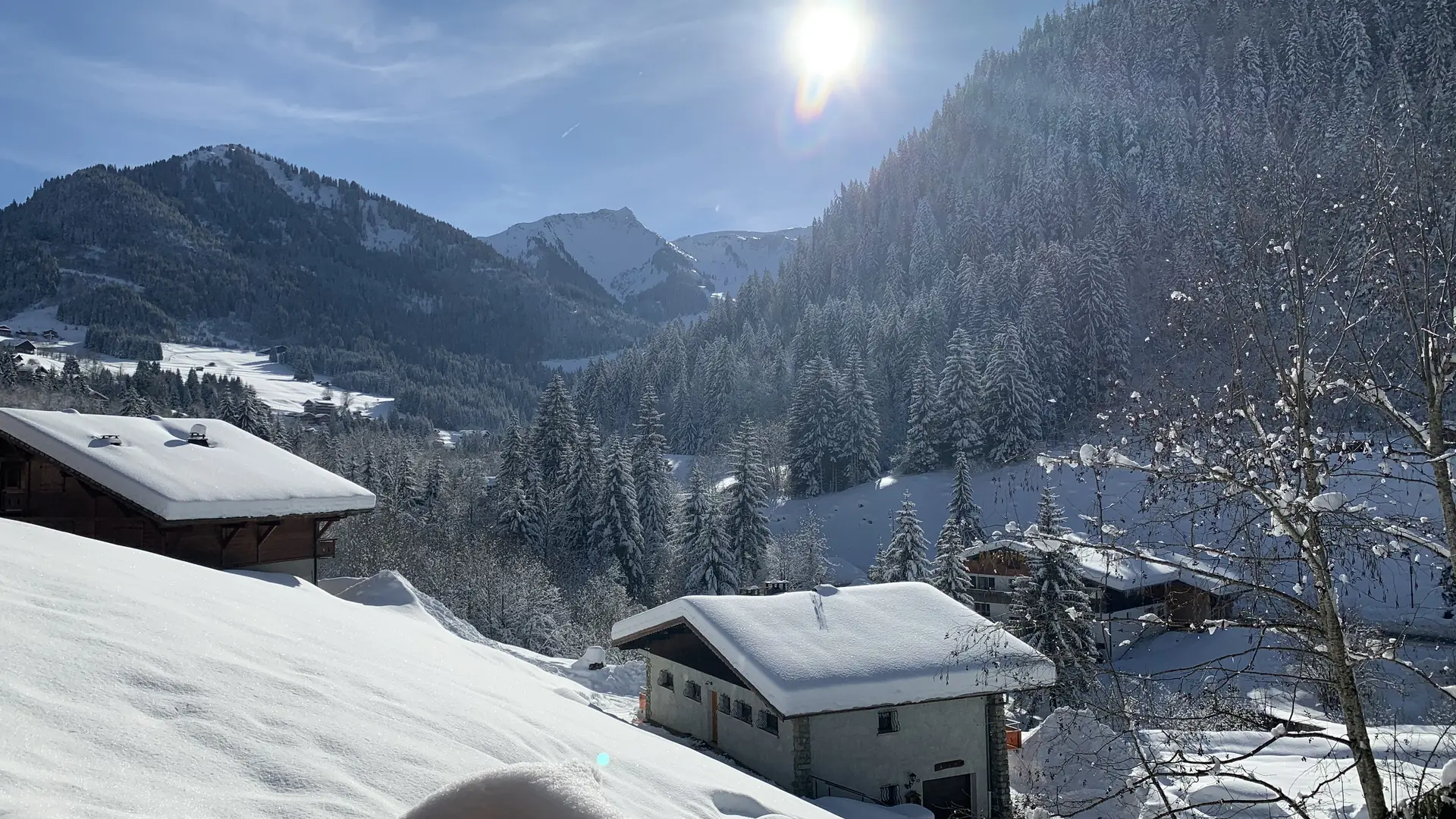 Vue depuis le chalet en hiver