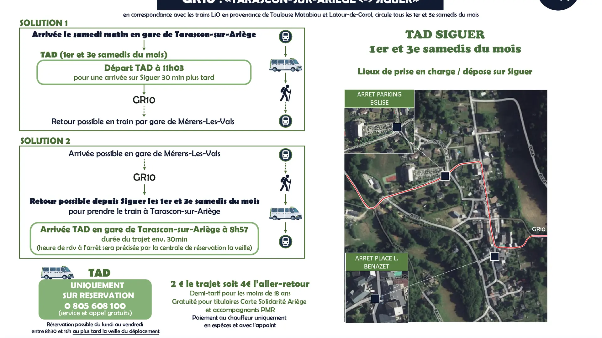 Transport depuis Tarascon-sur-Ariège pour GR10 Siguer Mérens-les-Vals