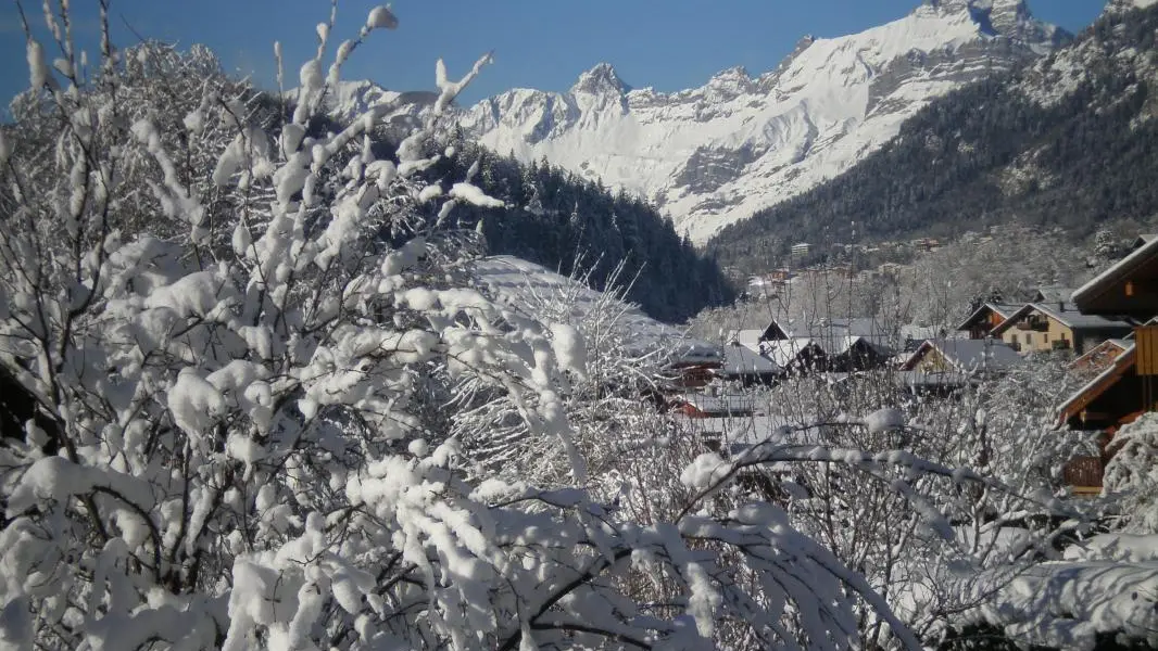 Vue du salon sur la chaine des Aravis