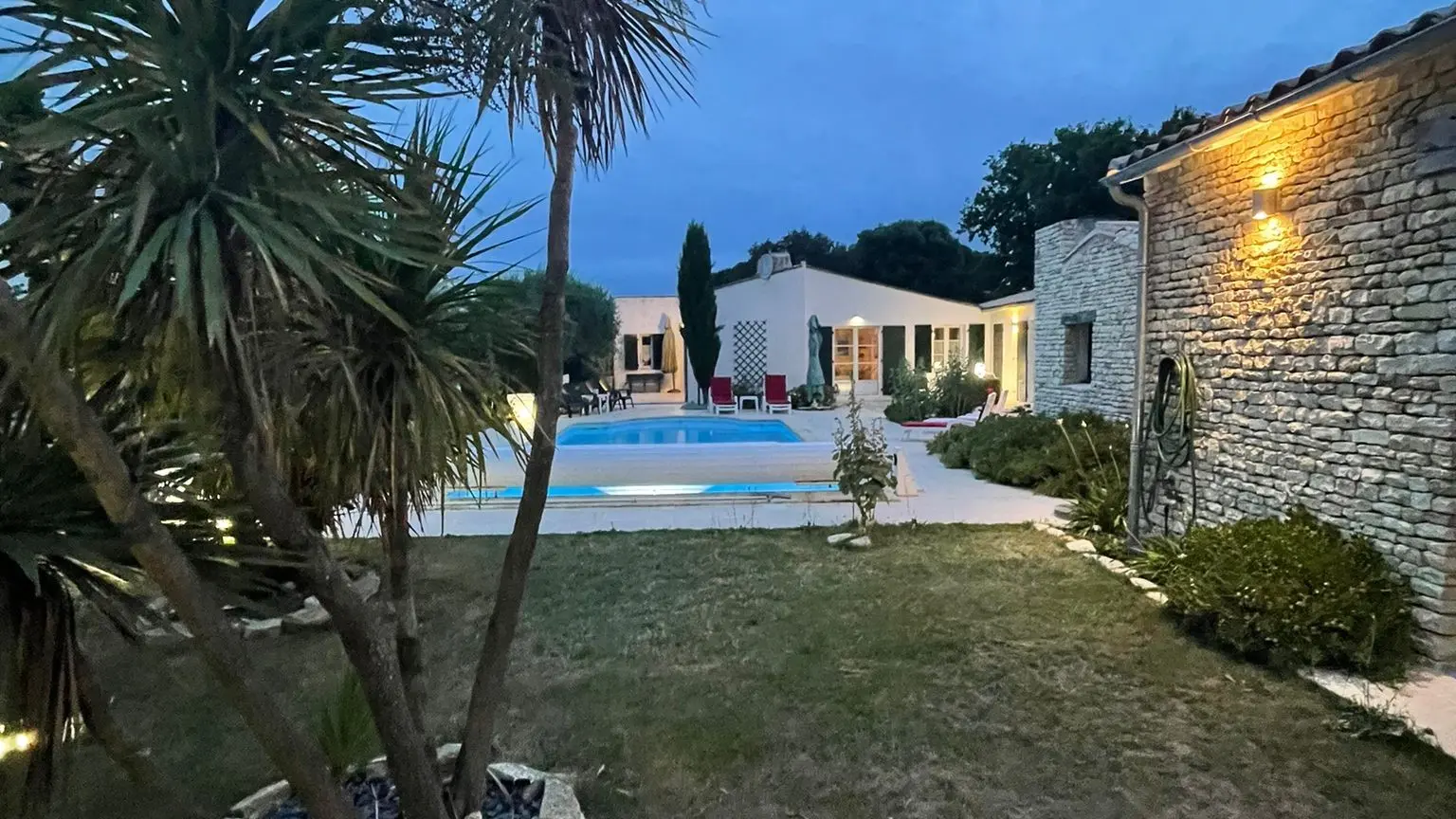 back of the garden seen at night