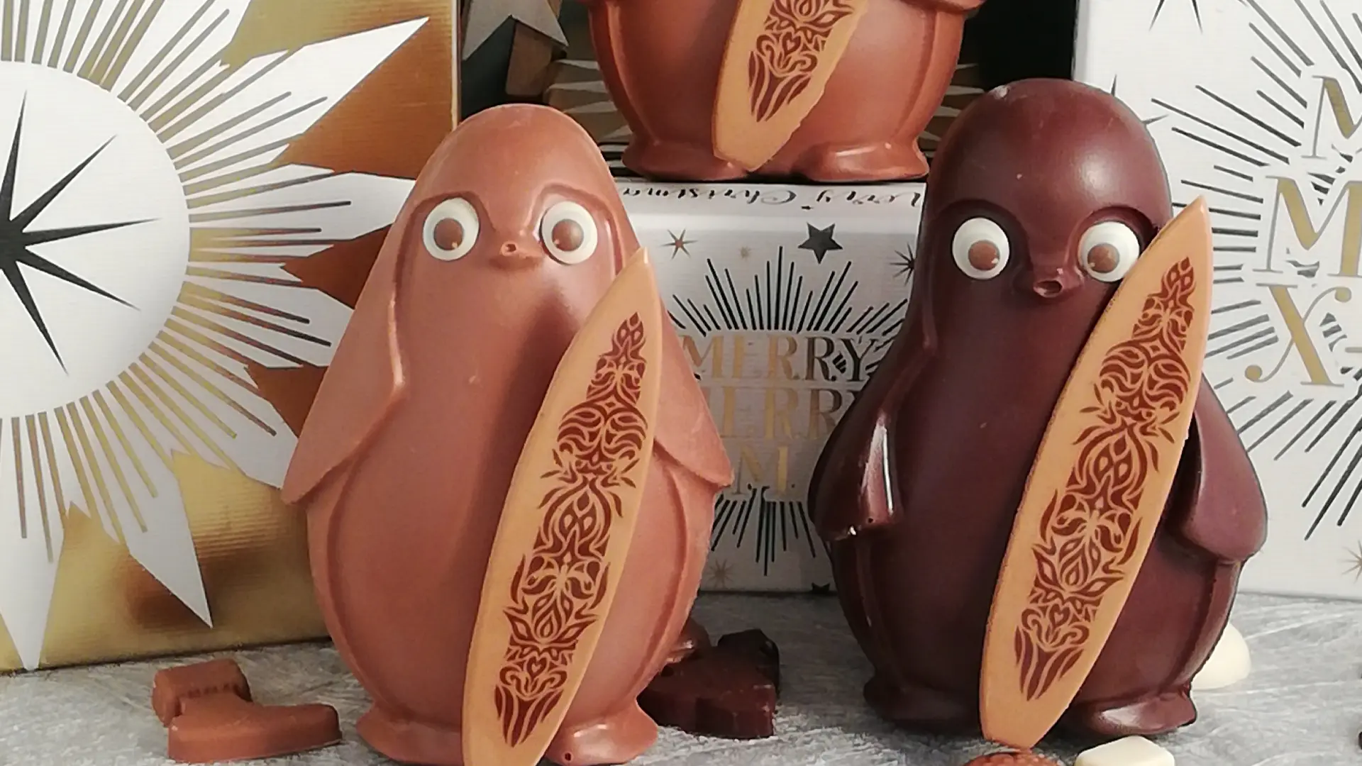 Pingouins en chocolat Valrhona garnis