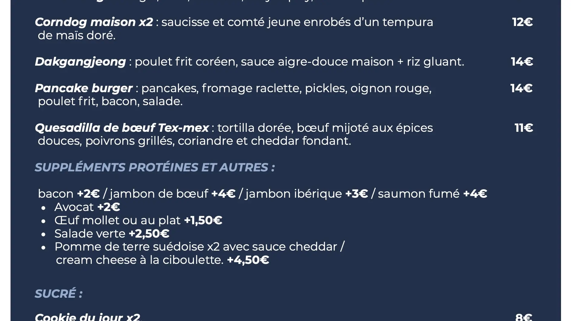 Menu soirc