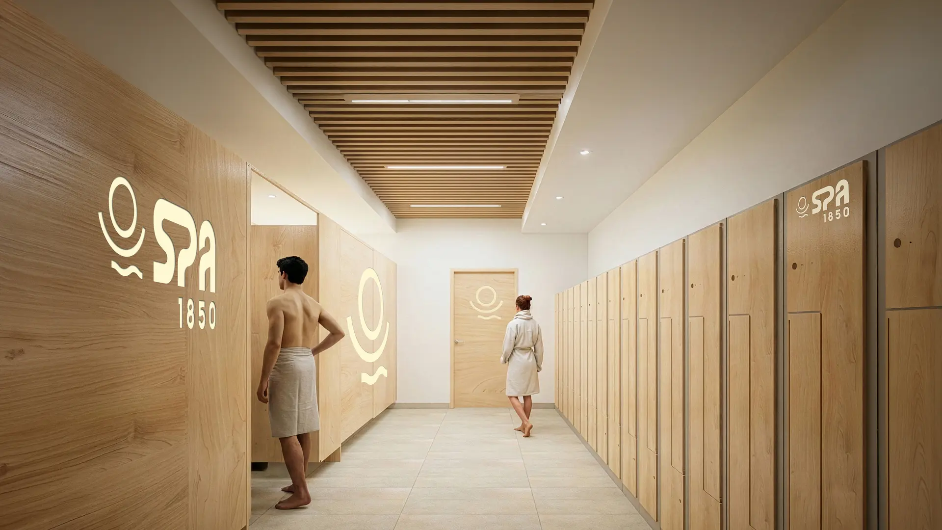 Vestiaires du Spa 1850 (simulation, visuel non contractuel)