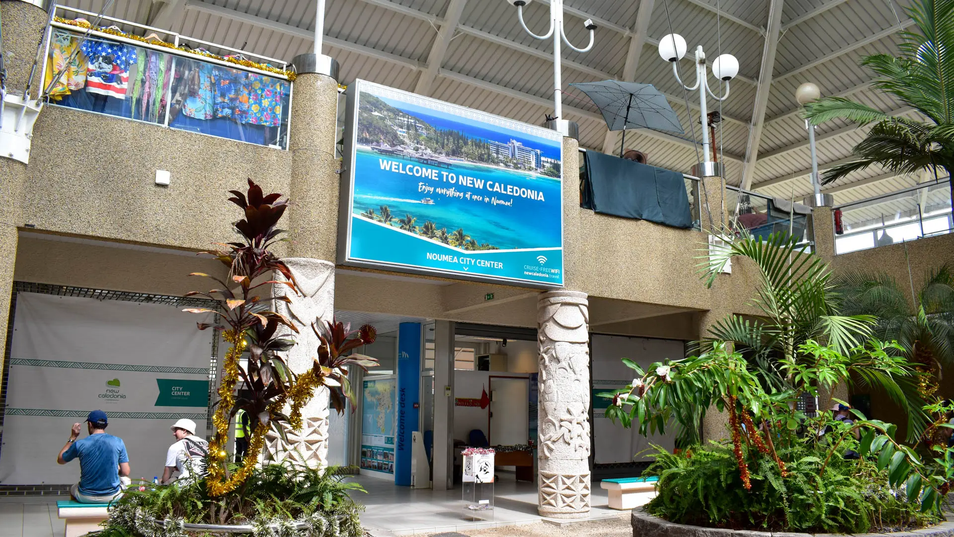 Inside the ferry terminal