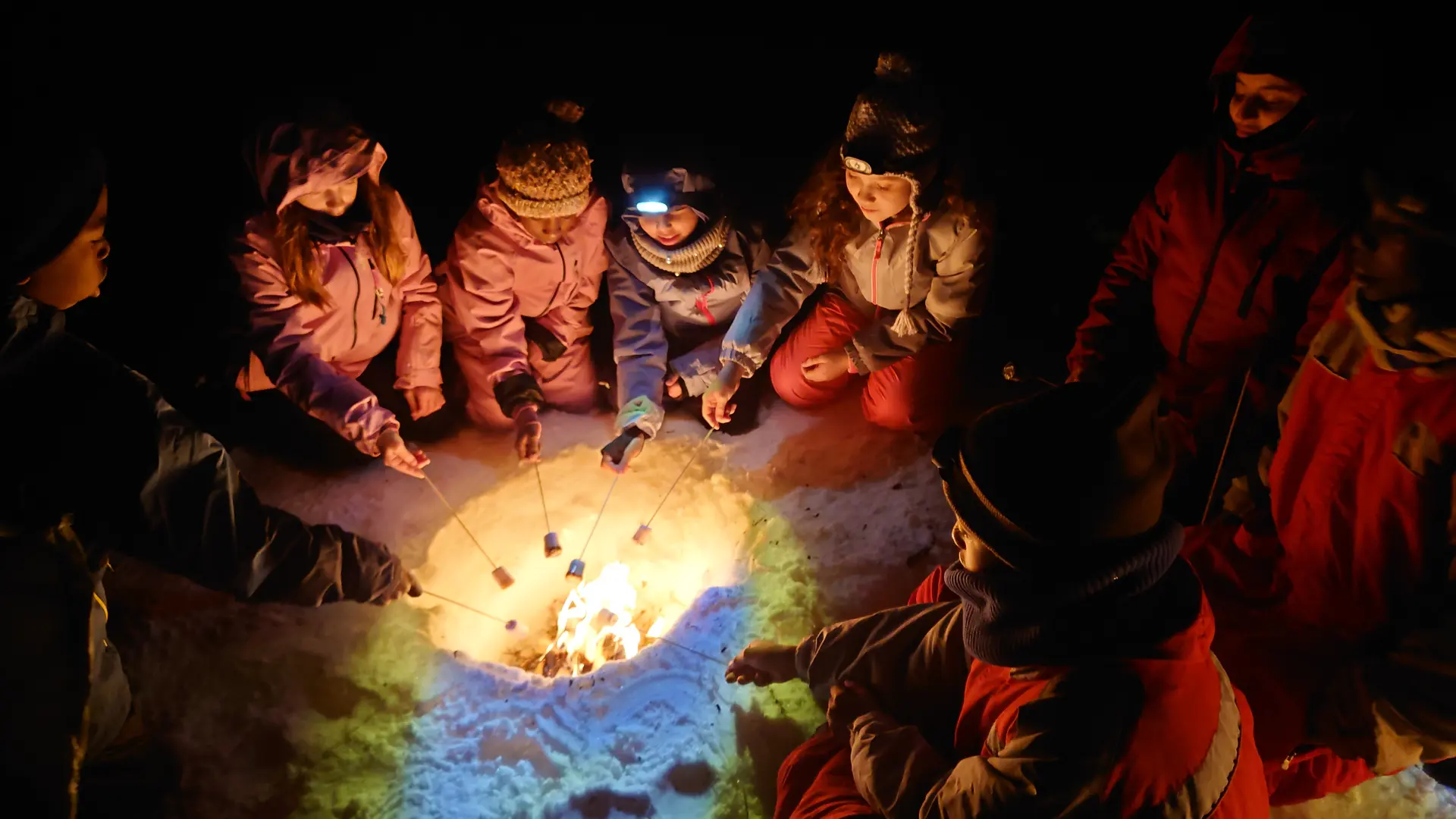 Balade nocturne guimauves sur le feu à la Féclaz_La Féclaz